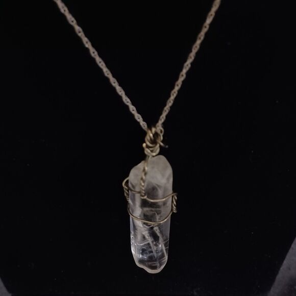 Hand Crafted Wire-Wrapped Quartz Pendant Necklace, 18" - Picture 2 of 2